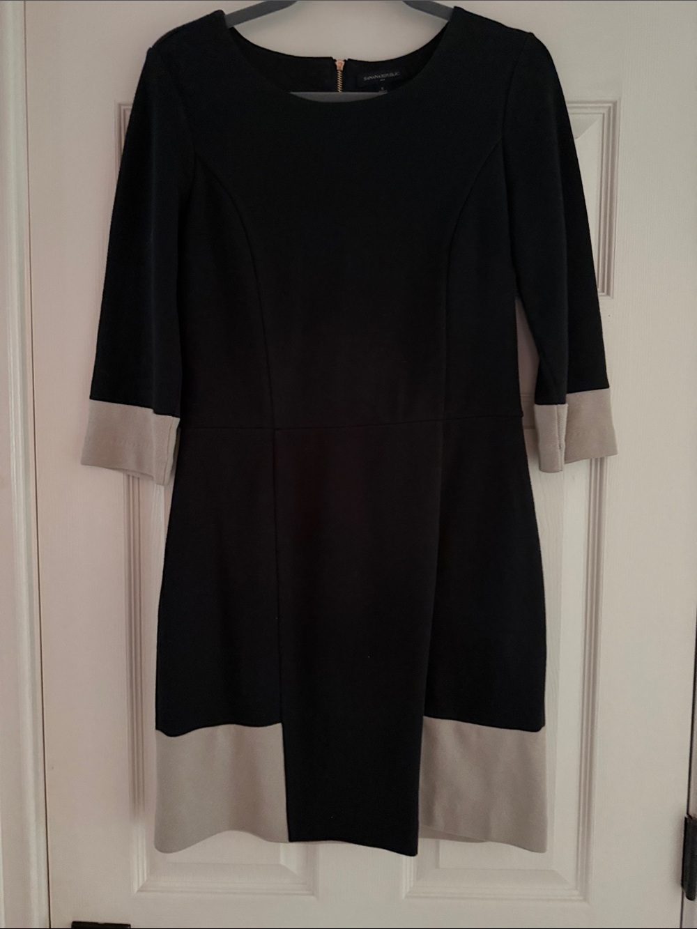 Banana Republic Black Dress with Light Gray Trim